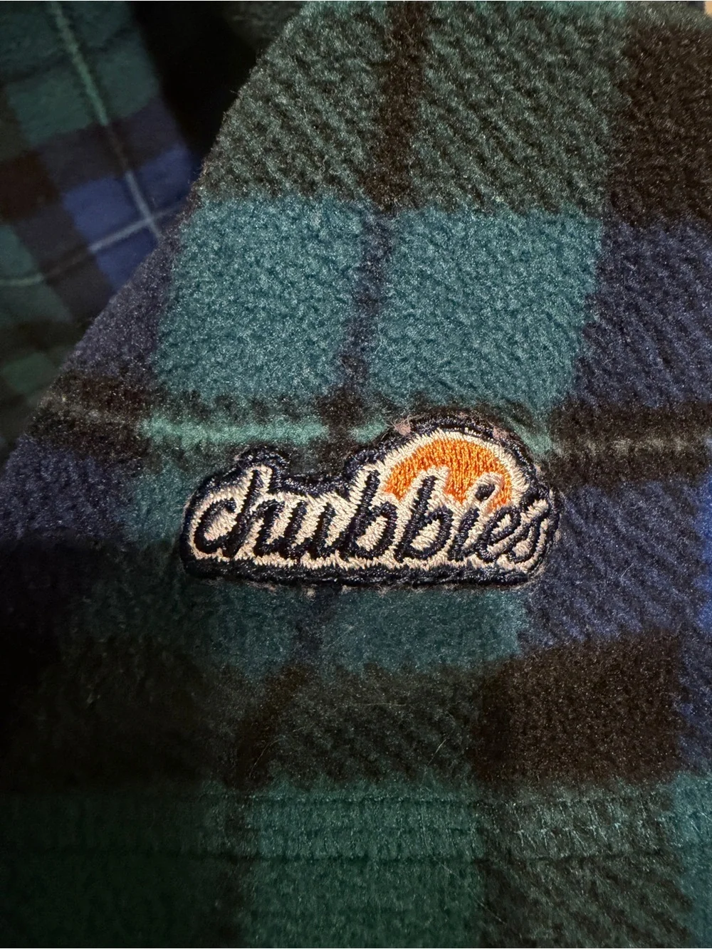 Chubbies Blue and Green Plaid Fleece Pullover